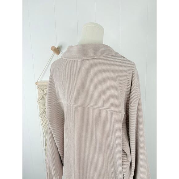 Reserve Fairfax Oversized Corduroy Shacket Womens Medium Mauve Beige Button Up - Picture 7 of 9